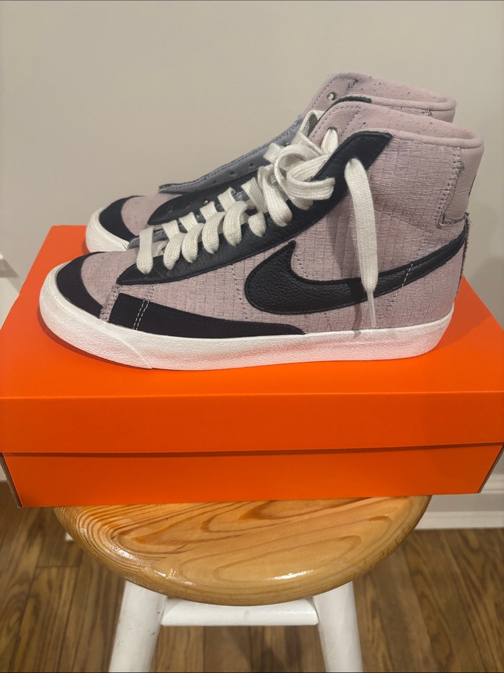 Nike High-Top Blazer Sneakers — Light Pink and Black